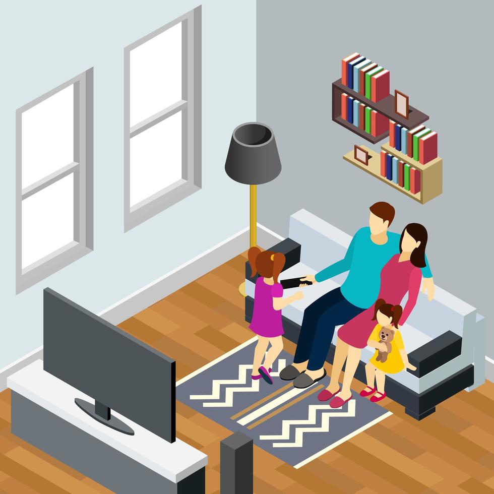 Family Home Isometric Composition Vector Illustration
