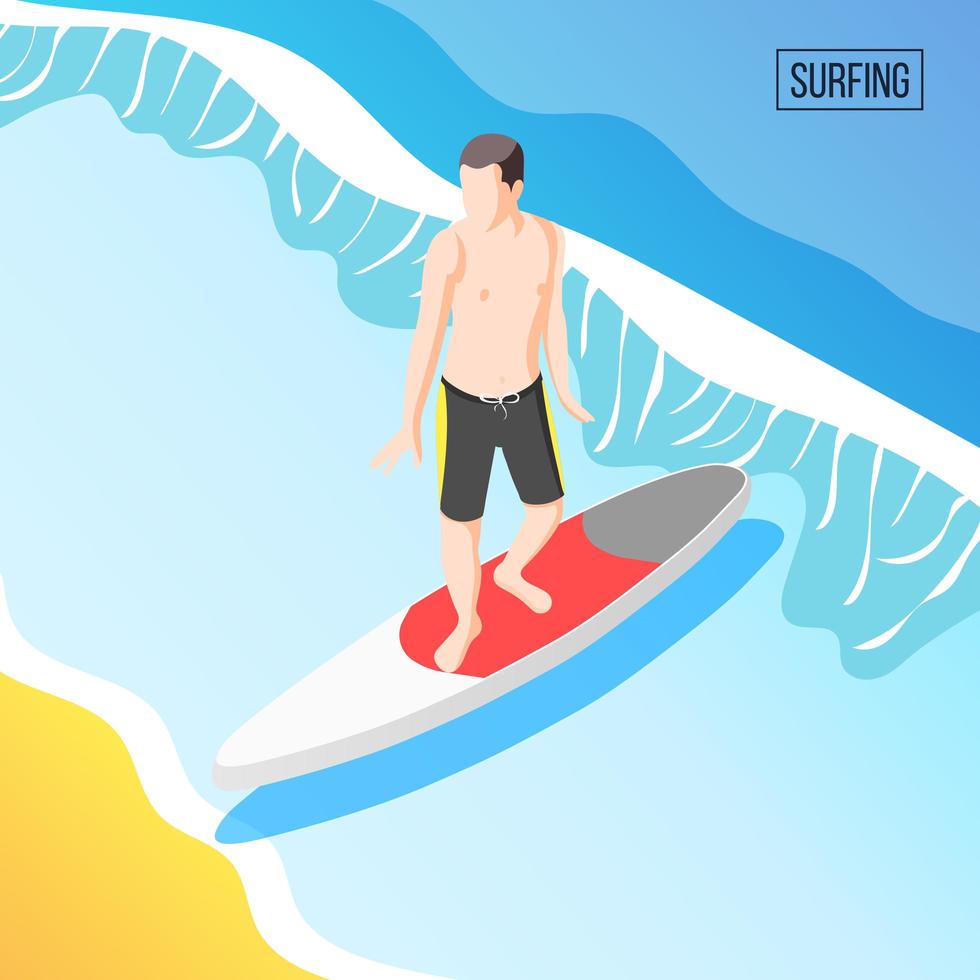 Water Sports Isometric Background Vector Illustration