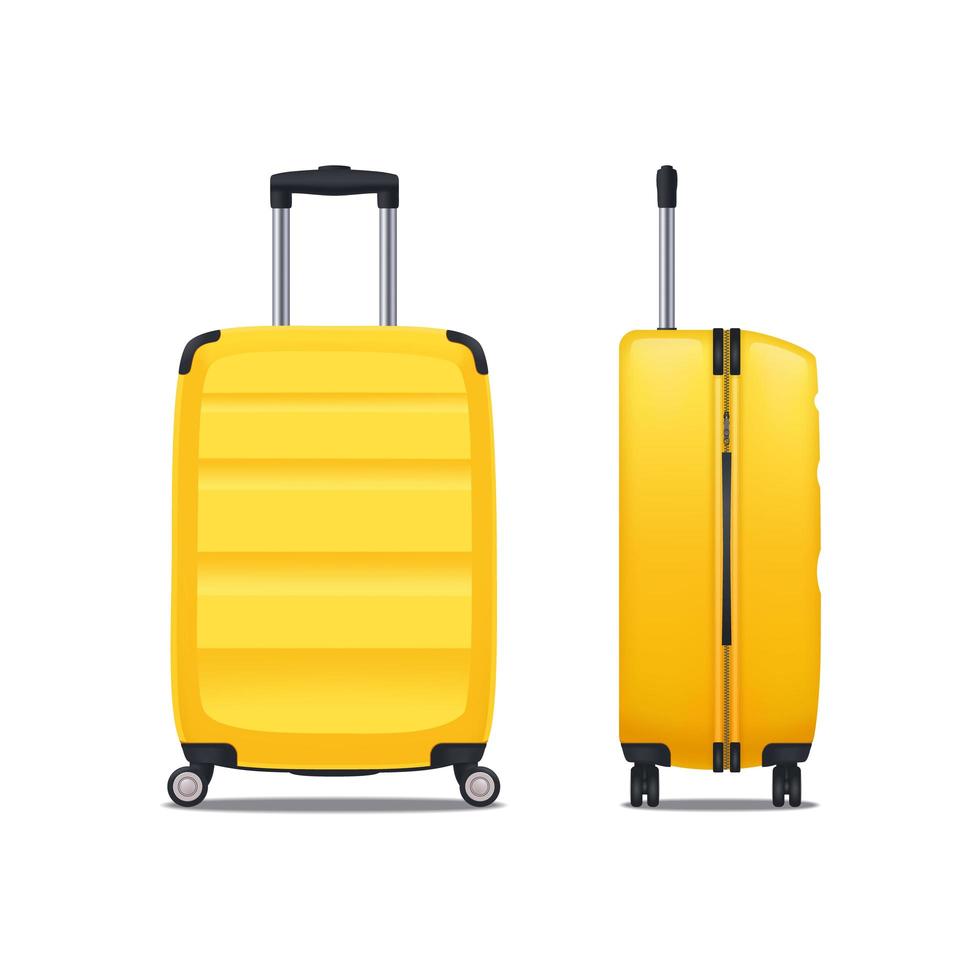 Modern Yellow Plastic Suitcase Vector Illustration