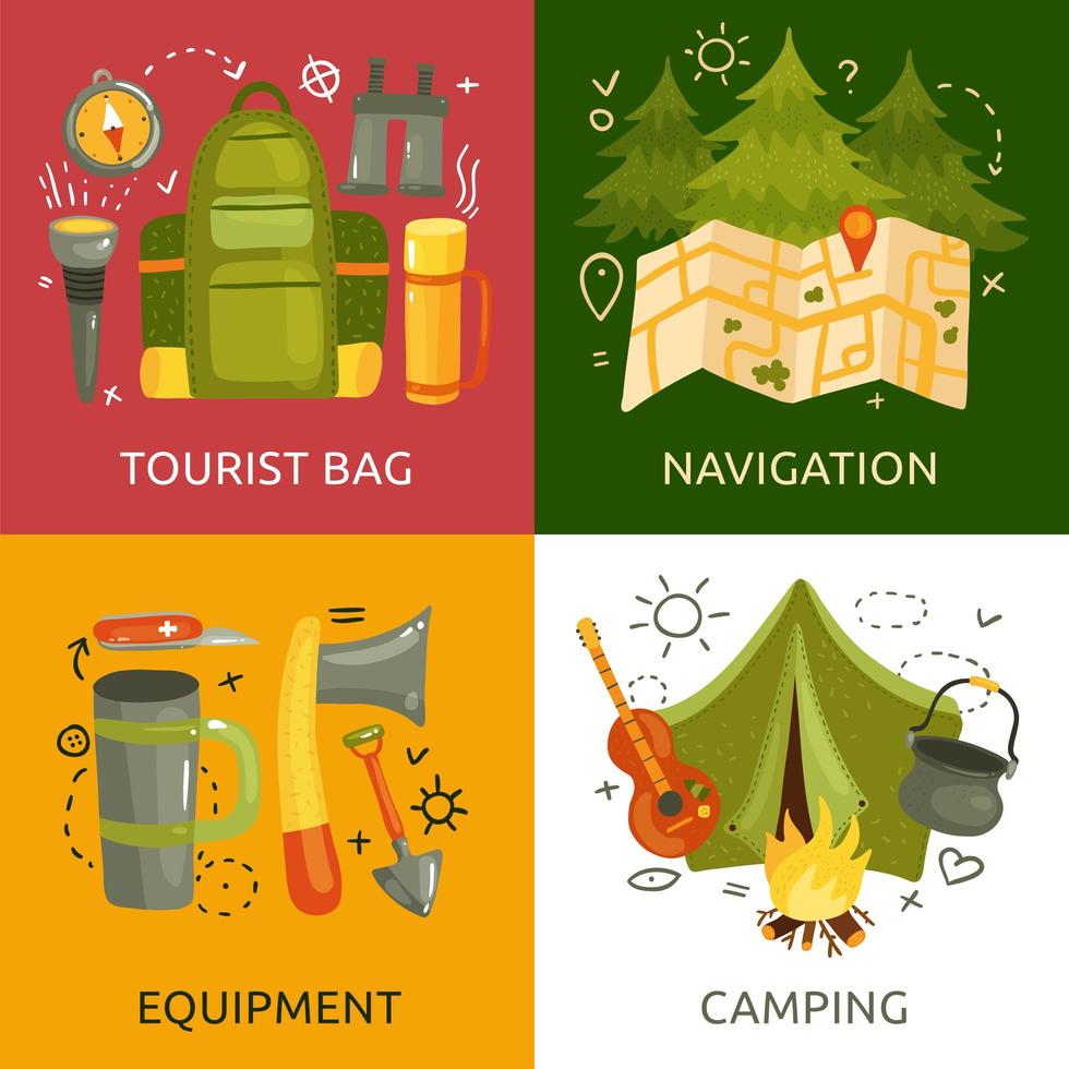 Camping 2x2 Design Concept Vector Illustration