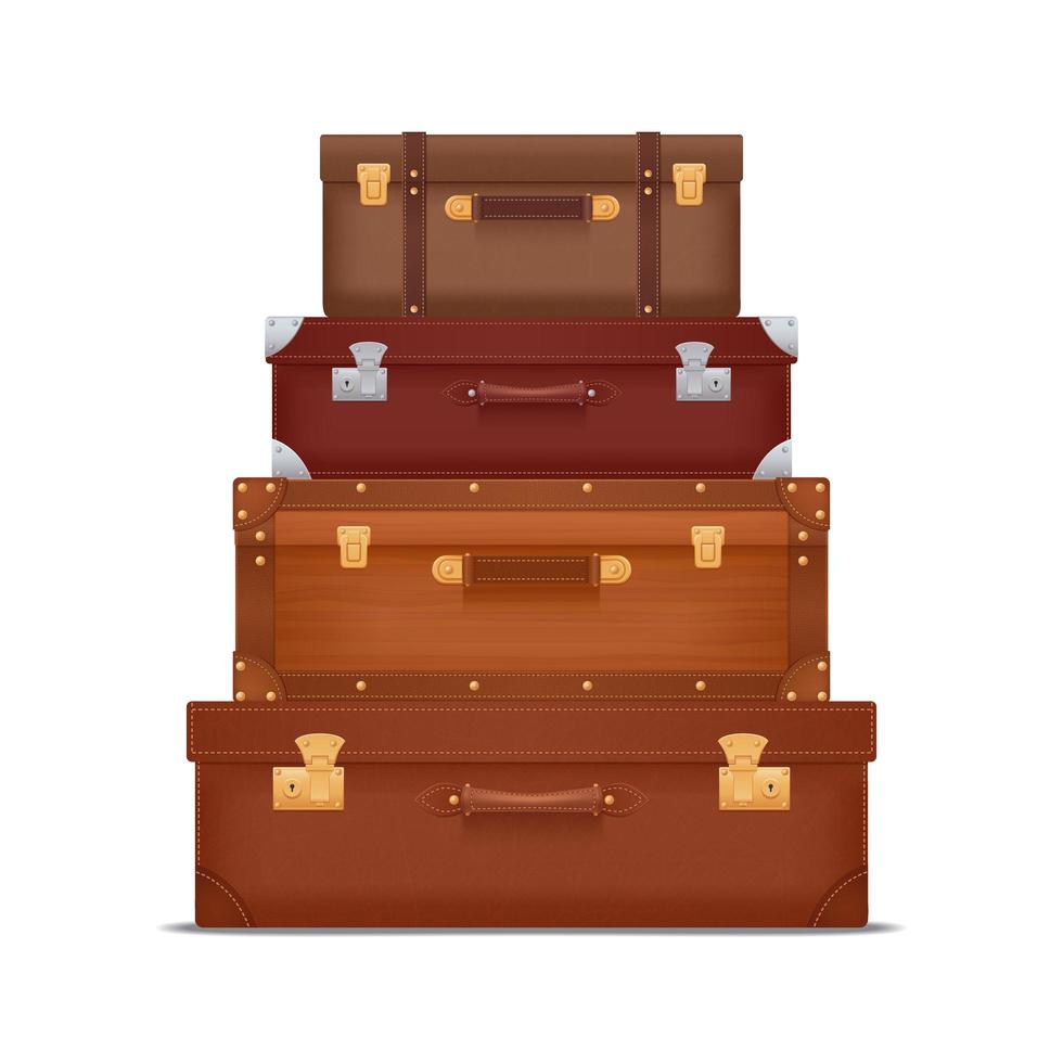Stack Of Vintage Suitcases Vector Illustration