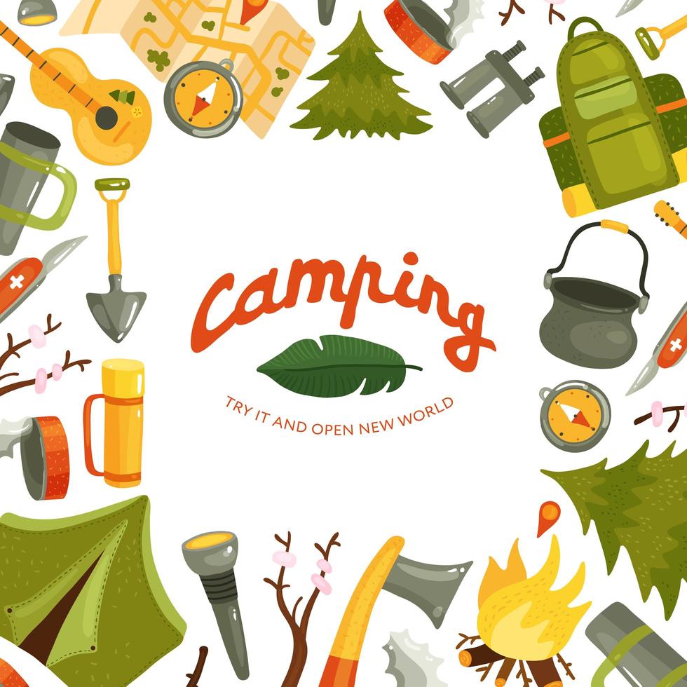 Ilustración de vector de ilustración plana de camping