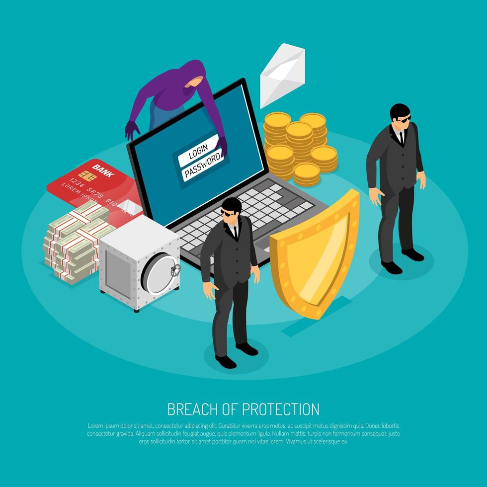 Hacking Isometric Concept Vector Illustration