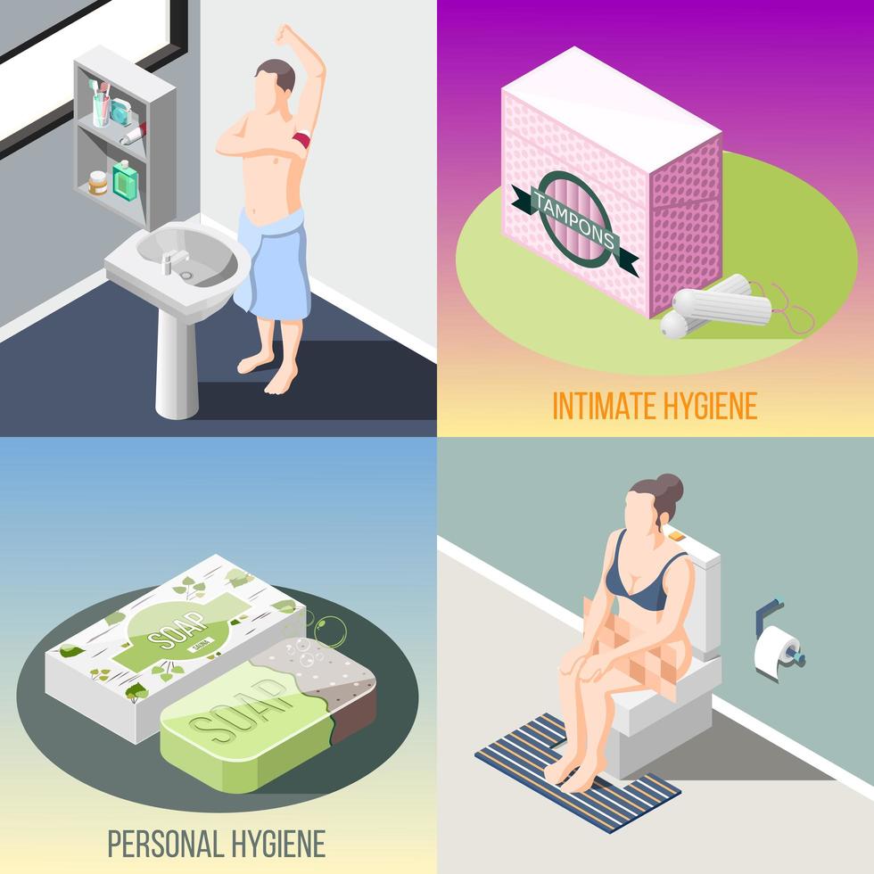 Hygiene Isometric 2x2 Design Concept Vector Illustration