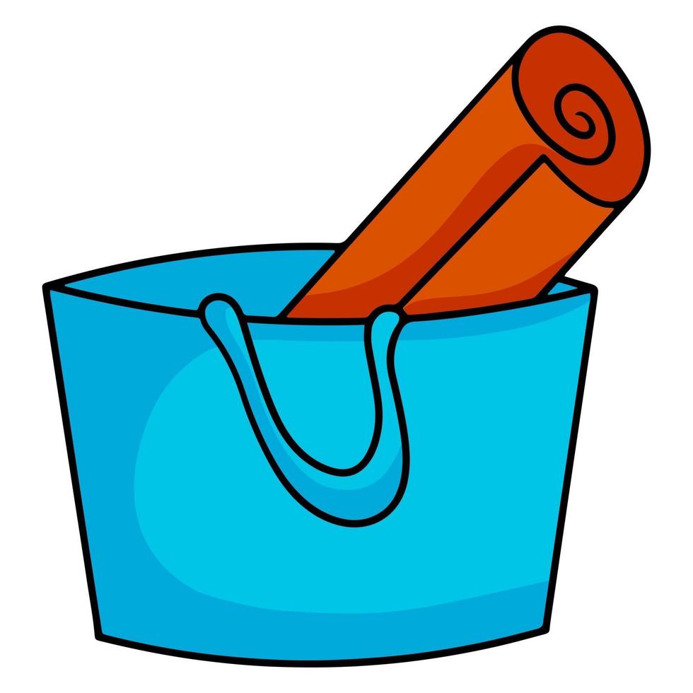 bolsa azul bolsa de playa de verano y estera estilo de dibujos animados ilustración vectorial vector