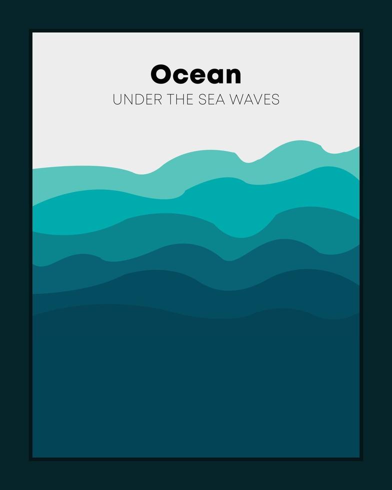 Ocean under blue sea waves background pattern flat vector