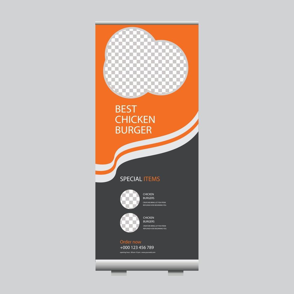 Roll up banner design template for resturant food business vector