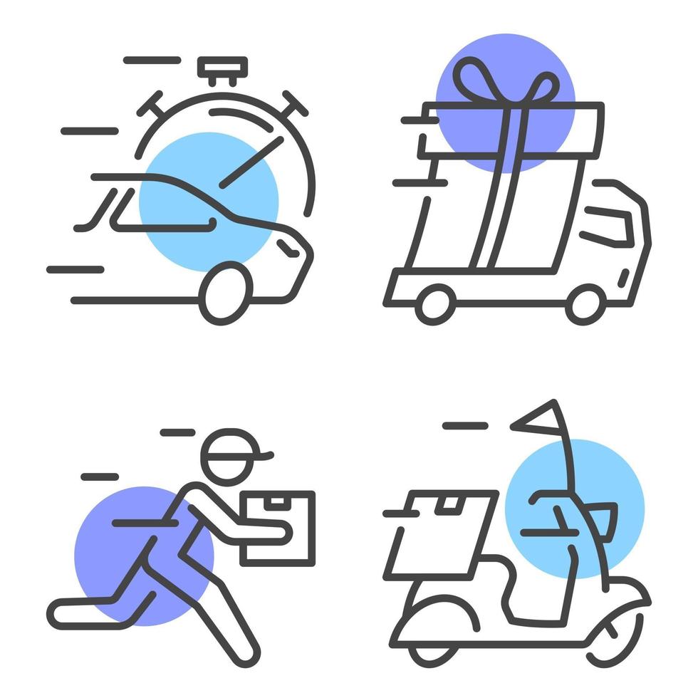 Linear icons for delivery service vector