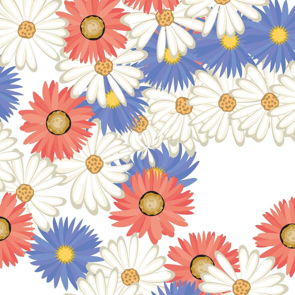 colorful floral flowers seamless pattern vector