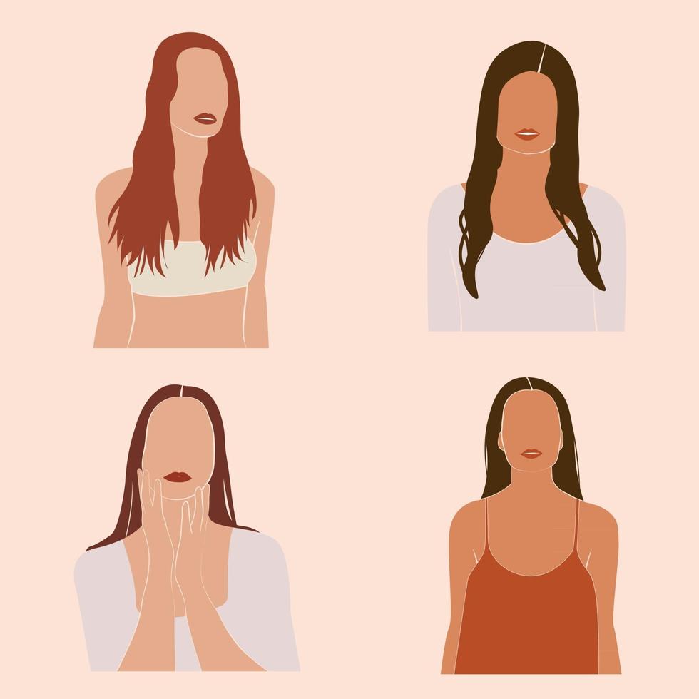 Abstract minimal portrait of girls Woman portraits vector