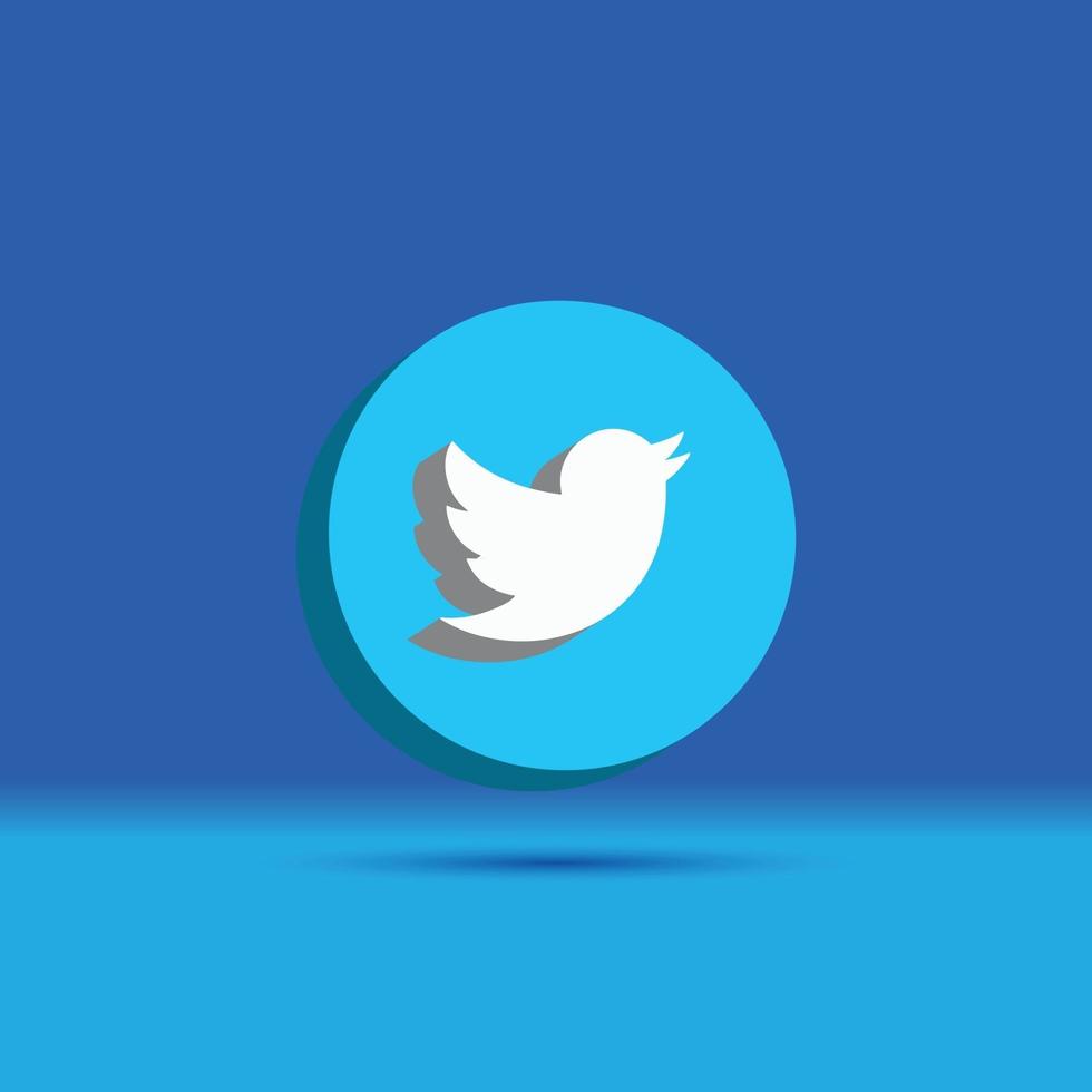 icono de twitter 3d de redes sociales vector