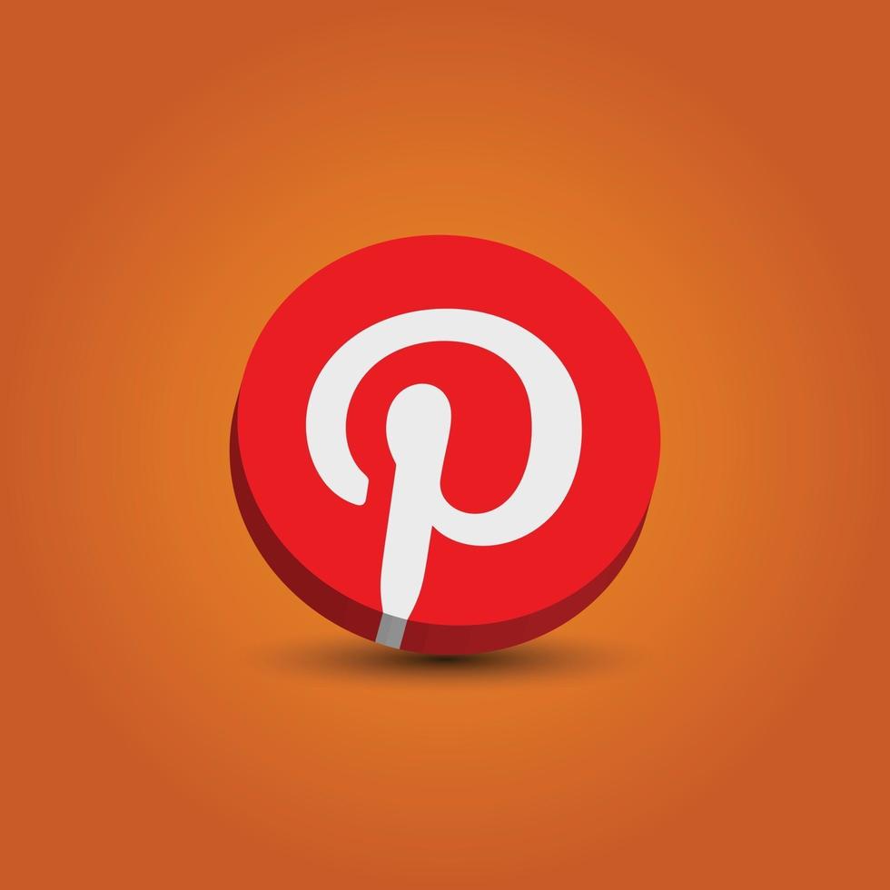 icono de pinterest 3d de redes sociales vector