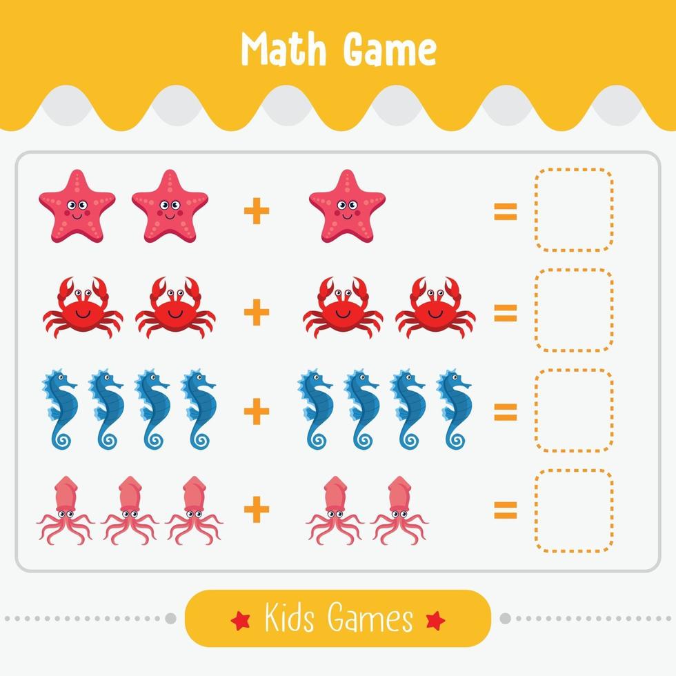Maths game with pictures for children easy level education game for kids preschool worksheet activity vector