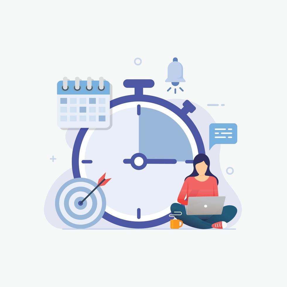 Time management and self discipline design concept vector illustration