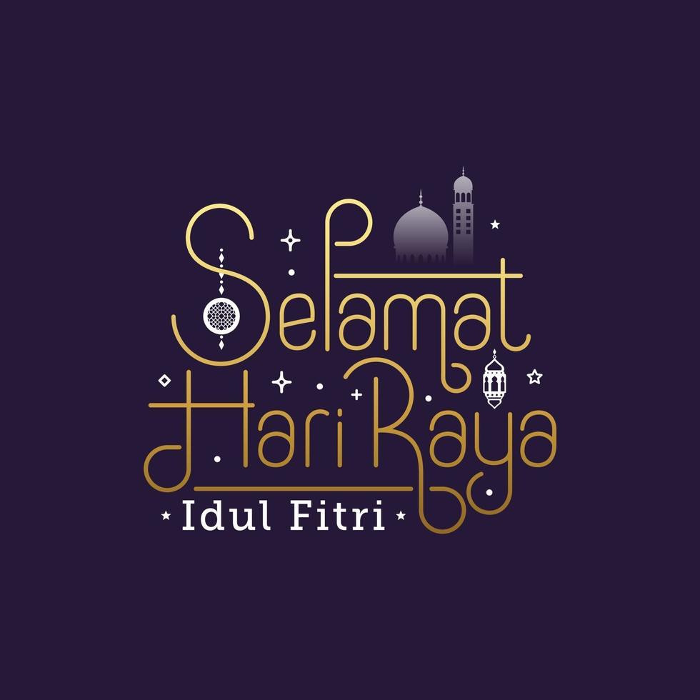 Selamat hari raya idul fitri means happy eid al fitr vector illustration