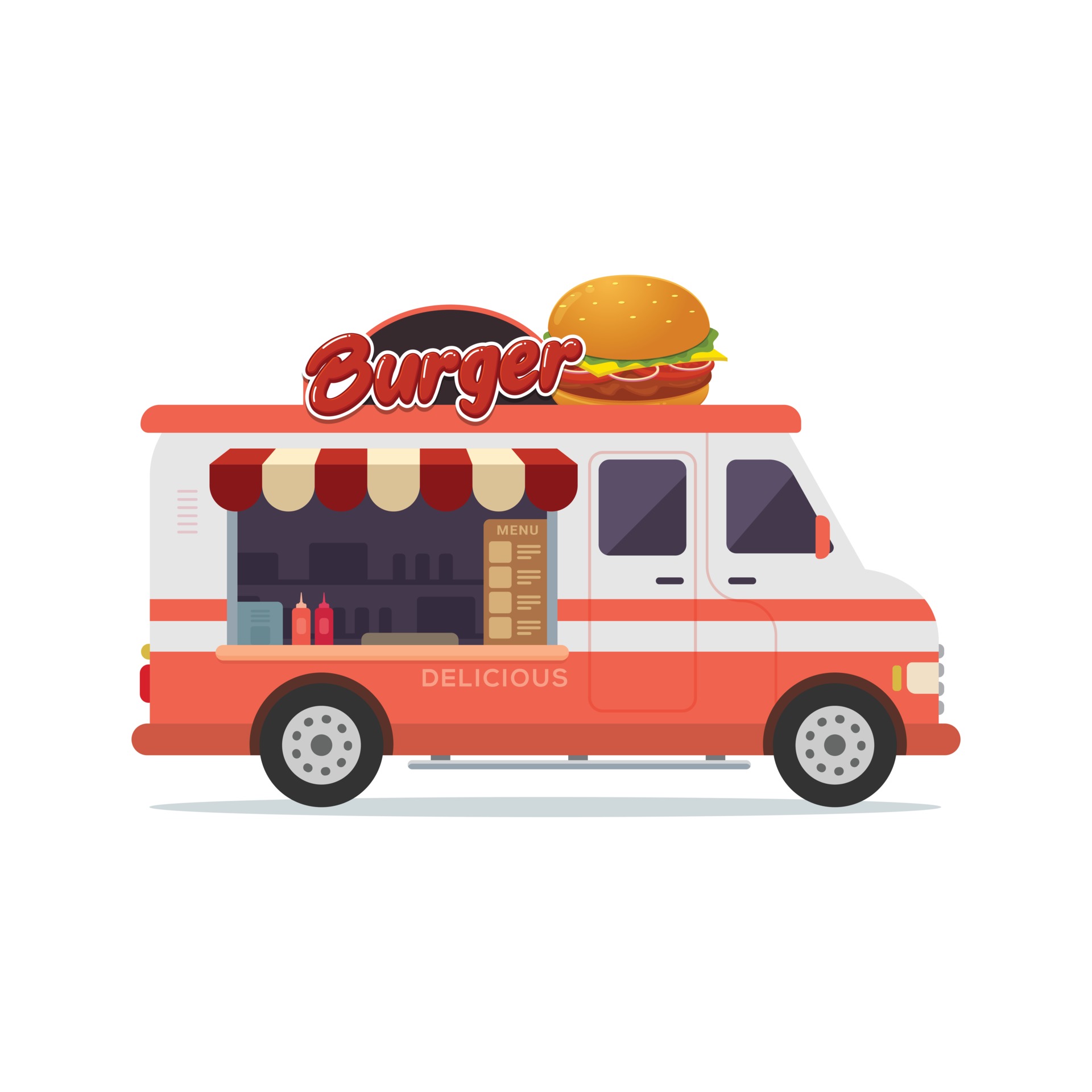 Burger food truck vector flat illustration 2423052 Vector Art at Vecteezy