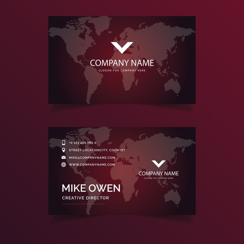 Corporate Employee Business Card Template with Map vector