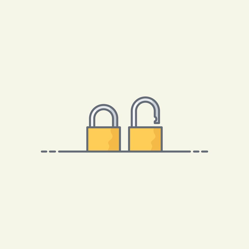 Closed and open padlock vector illustration
