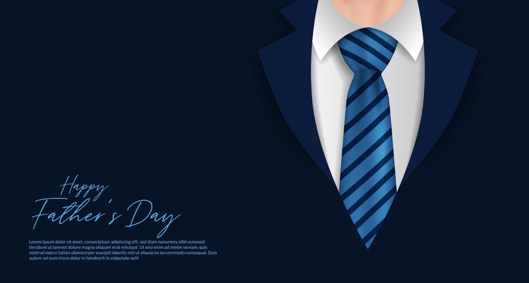 Happy fathers day poster banner template with formal coat and tie businessman clothes postcard vector