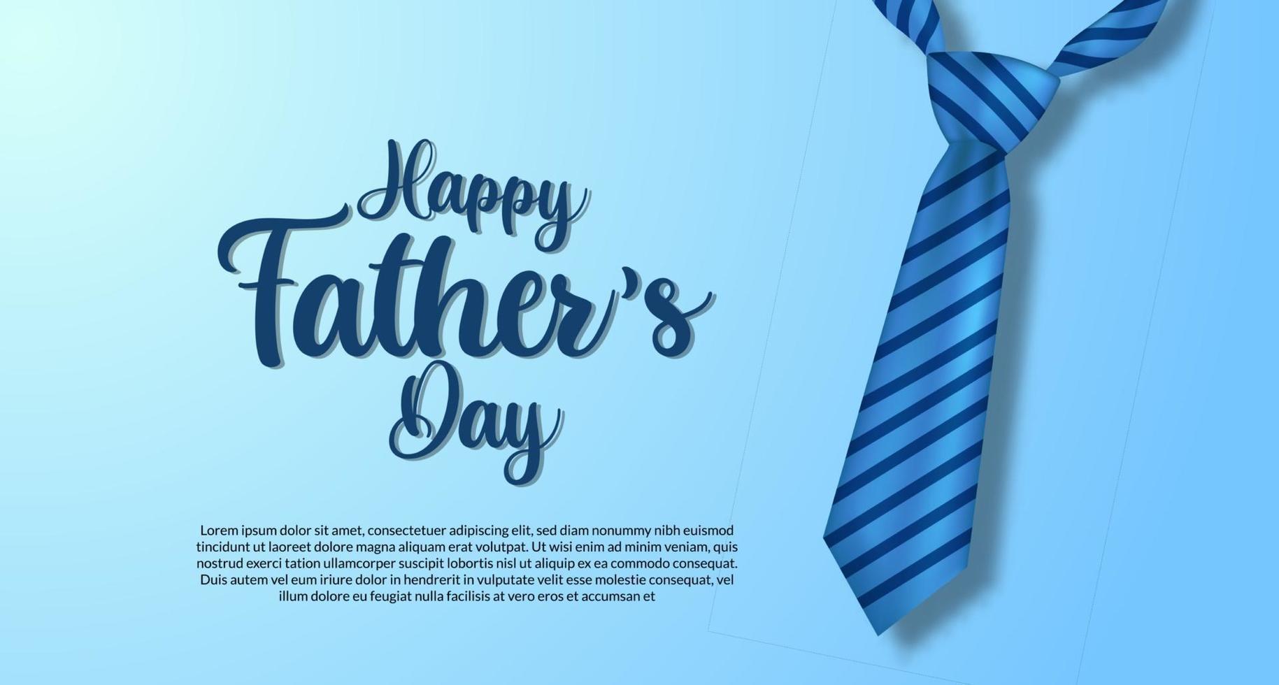 Happy fathers day poster banner template with present blue tie clothes postcard vector