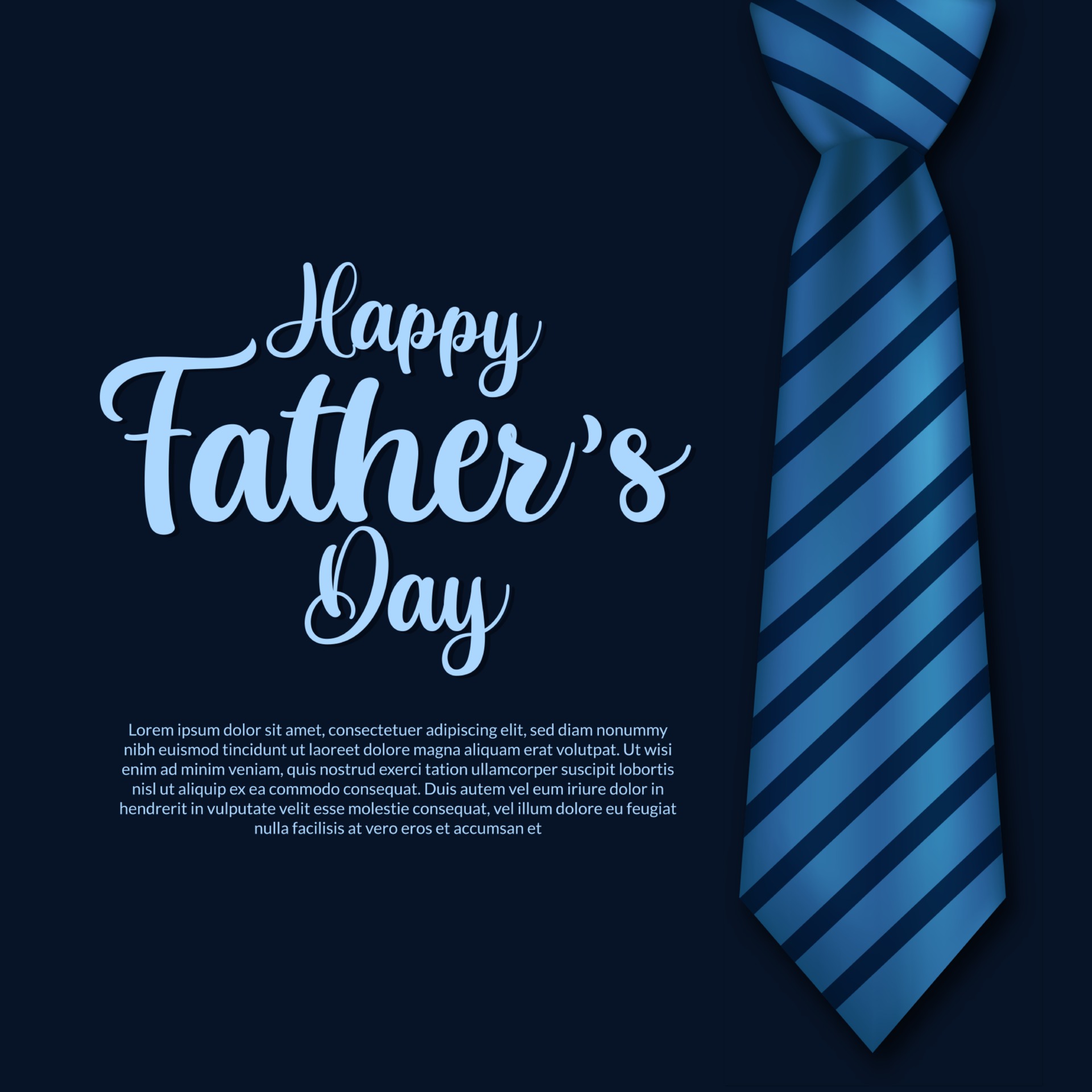 happy Father day with realistic blue tie and script typography For Tie Banner Template happy Father day with realistic blue tie and script typography For Tie Banner Template