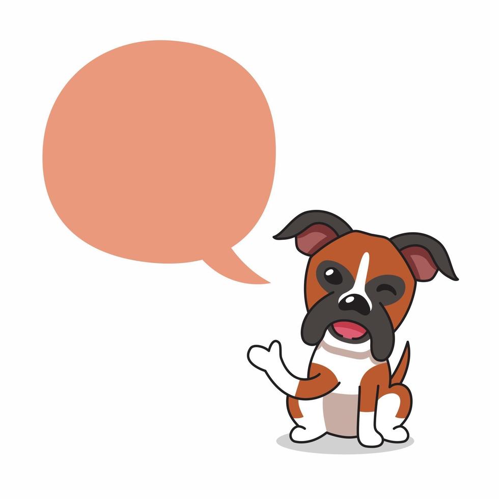 Cartoon character boxer dog with speech bubble vector