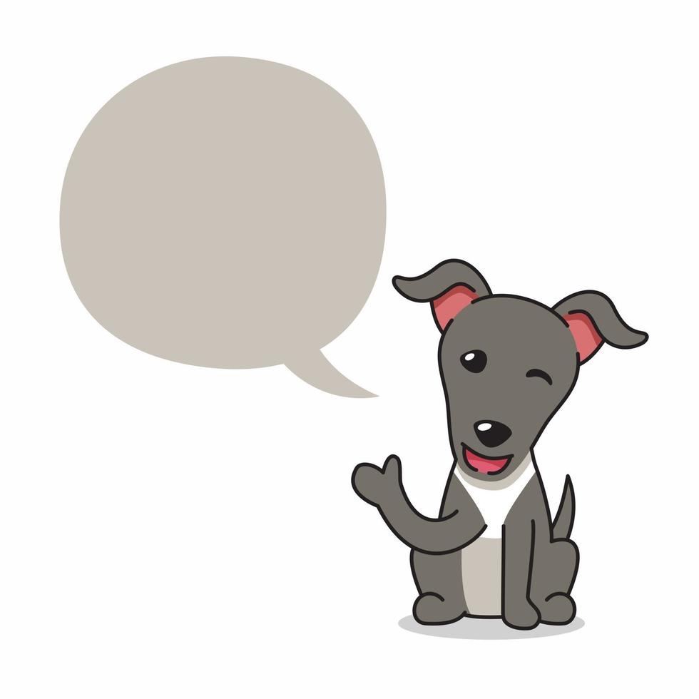 personaje de dibujos animados perro galgo con bocadillo vector