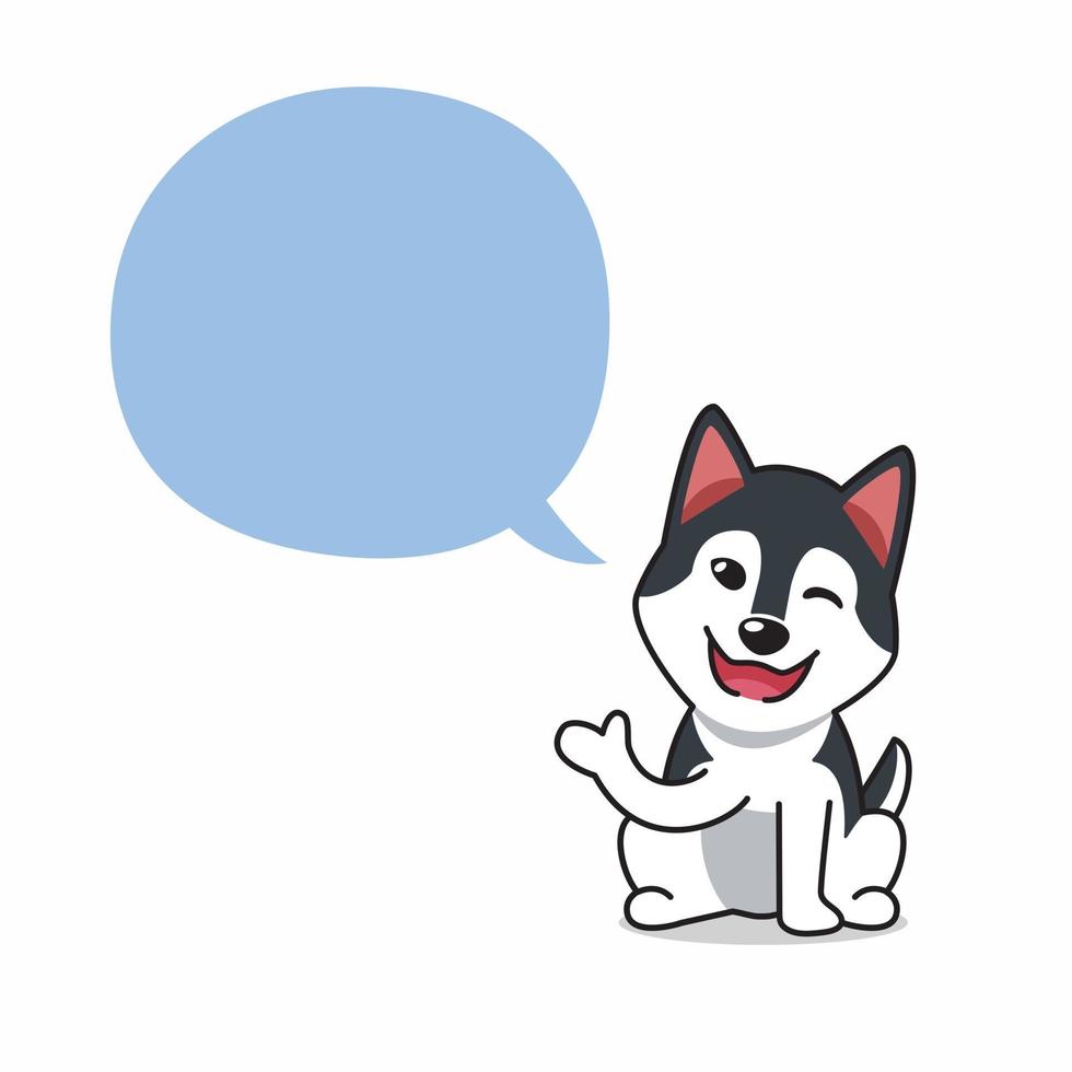 Cartoon character siberian husky dog with speech bubble vector