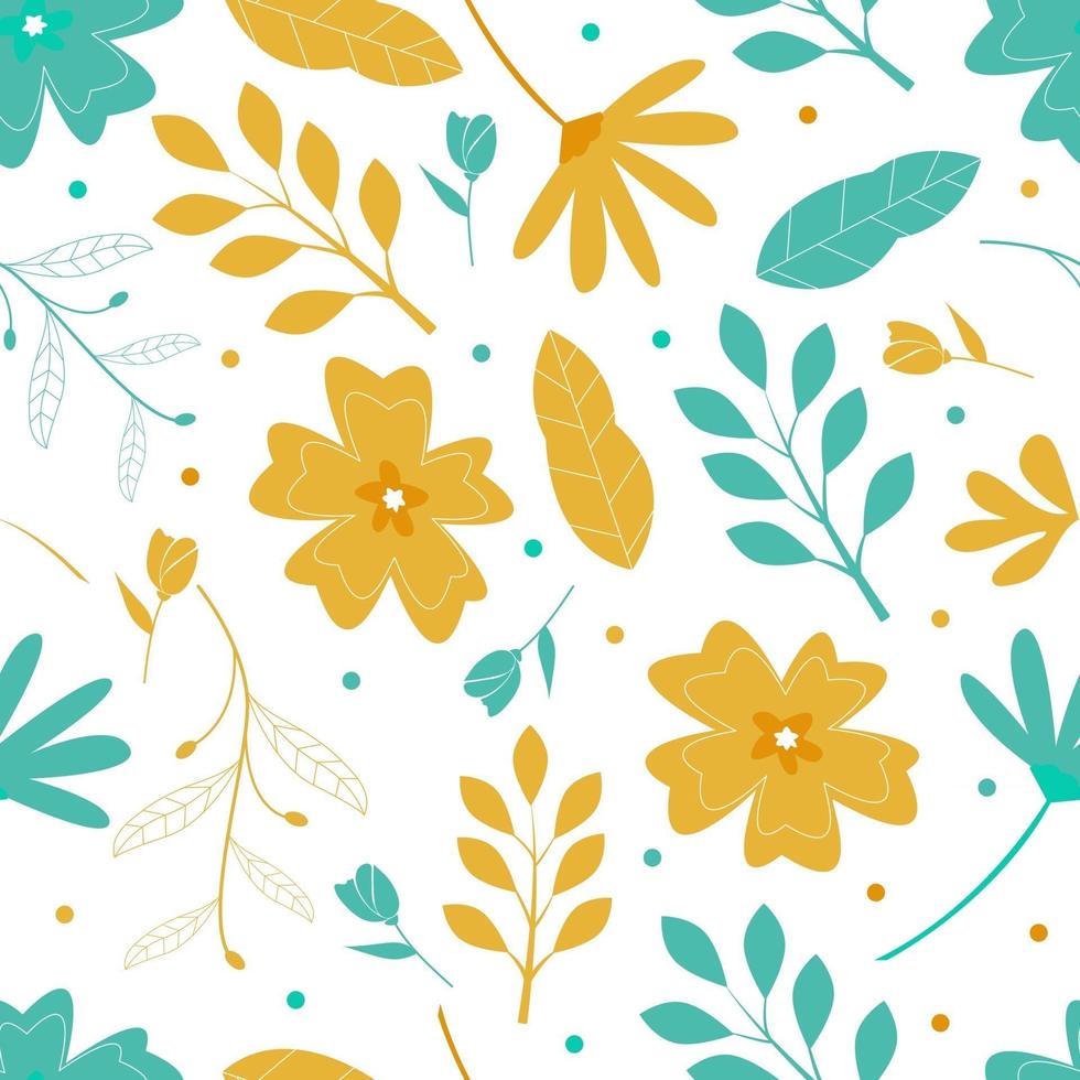 Seamless pattern with flowers and leaves vector