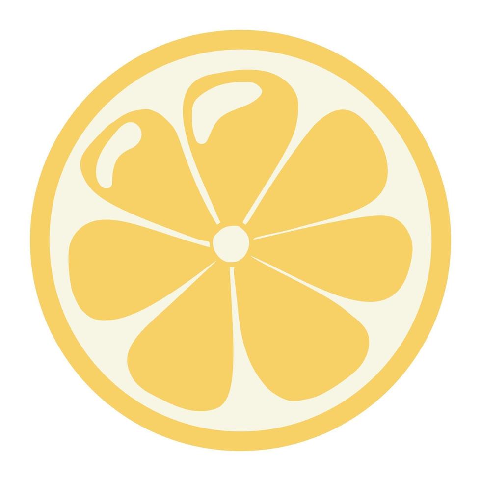 Flat Style Yellow Lemon Slice Isolated Icon on White Background vector