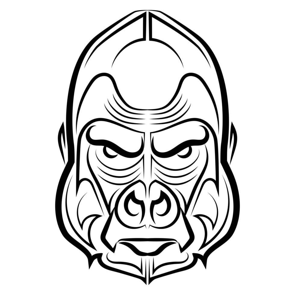 Black and white line art of gorilla head Good use for symbol mascot icon avatar tattoo T Shirt design logo or any design you want vector