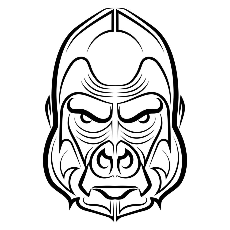 Black and white line art of gorilla head Good use for symbol mascot icon avatar tattoo T Shirt design logo or any design you want vector