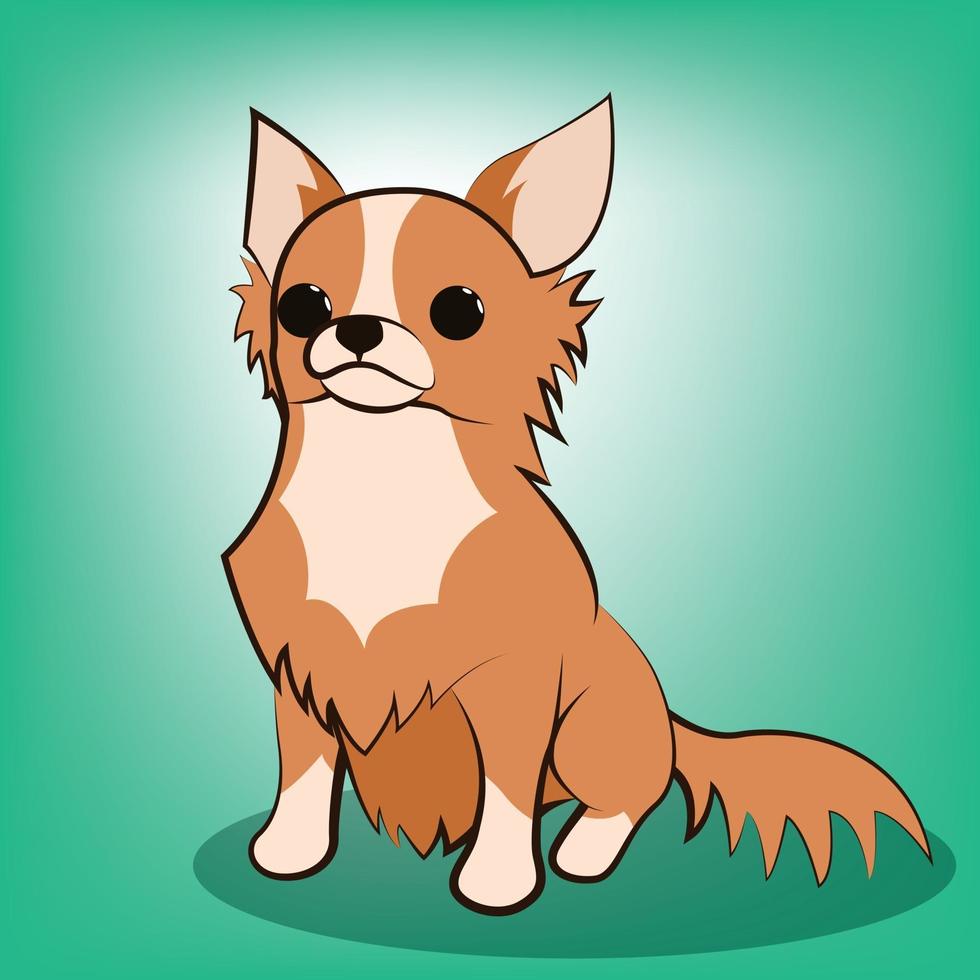 Ilustración de vector de dibujos animados lindo de un perro chihuahua