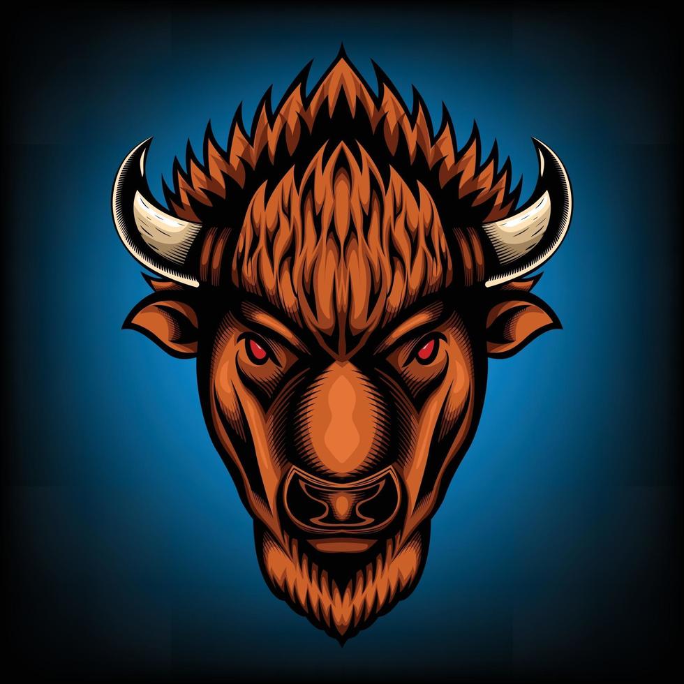 Vector Illustration front view of American Bison Buffalo Good use for symbol mascot icon avatar tattoo T Shirt design logo or any design