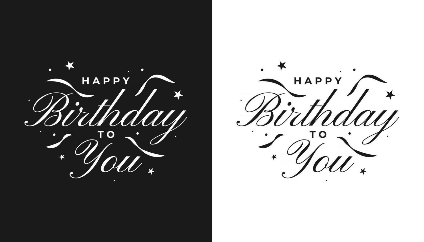 Happy Birthday Card or Banner Happy Birthday Text Lettering Calligraphy with Ornaments Beautiful Greeting Poster with Calligraphy vector