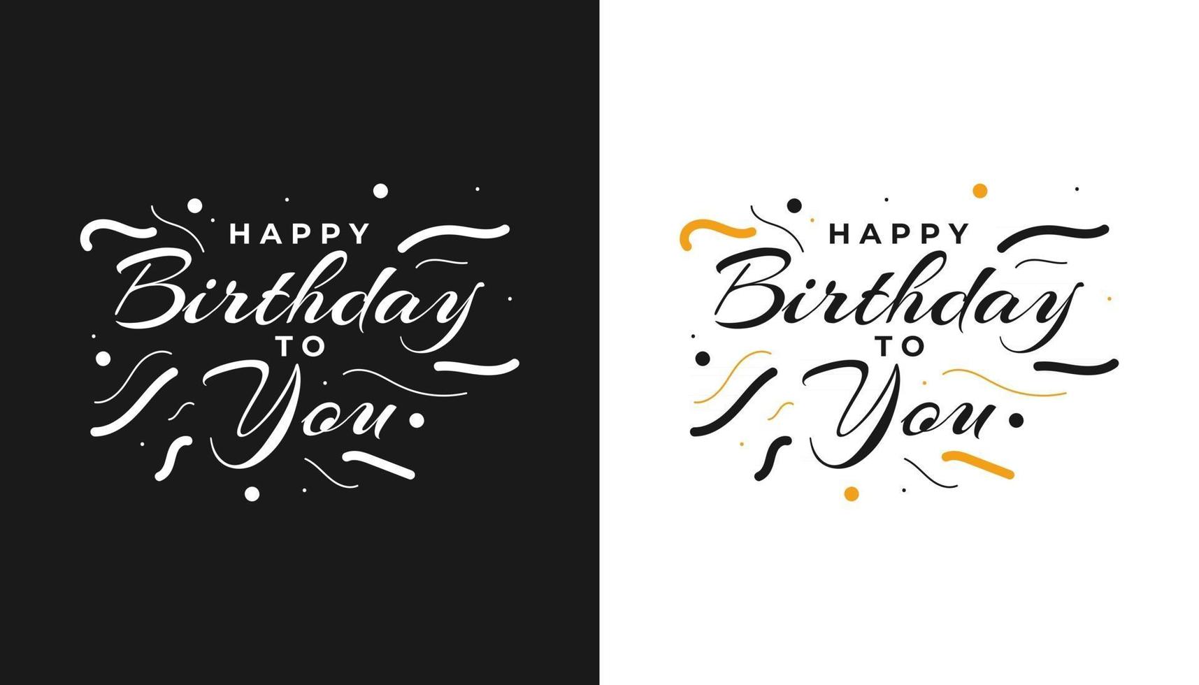 tarjeta de feliz cumpleaños o banner texto de feliz cumpleaños letras caligrafía con adornos hermoso cartel de saludo con caligrafía vector
