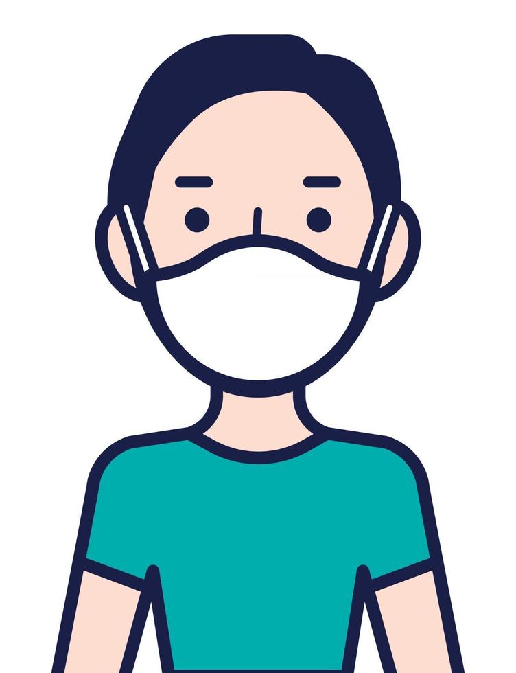 Man in protective surgical face mask to protect himself against coronavirus vector