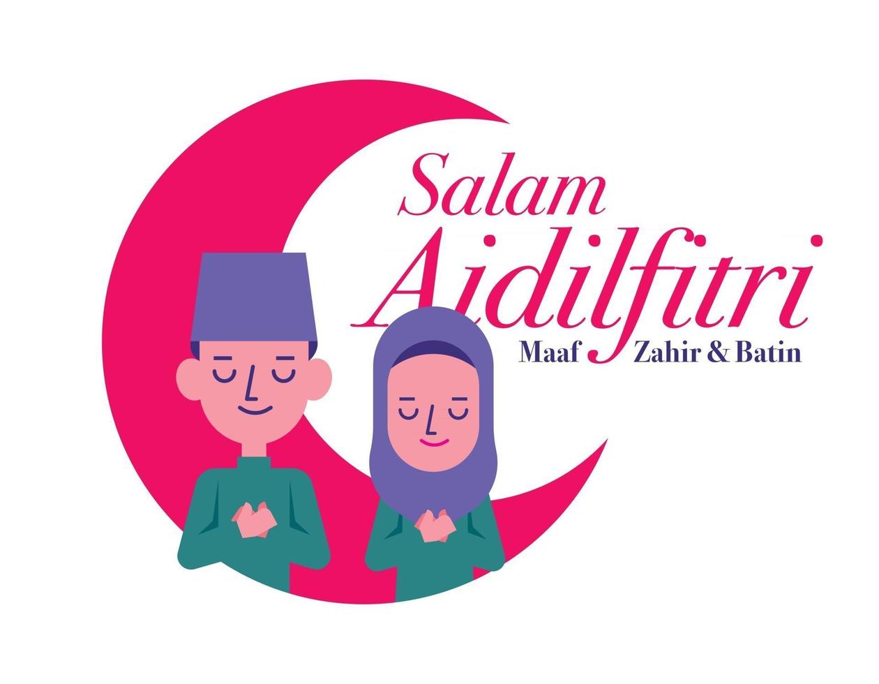 Muslim man and woman thankful together with hands on chest vector