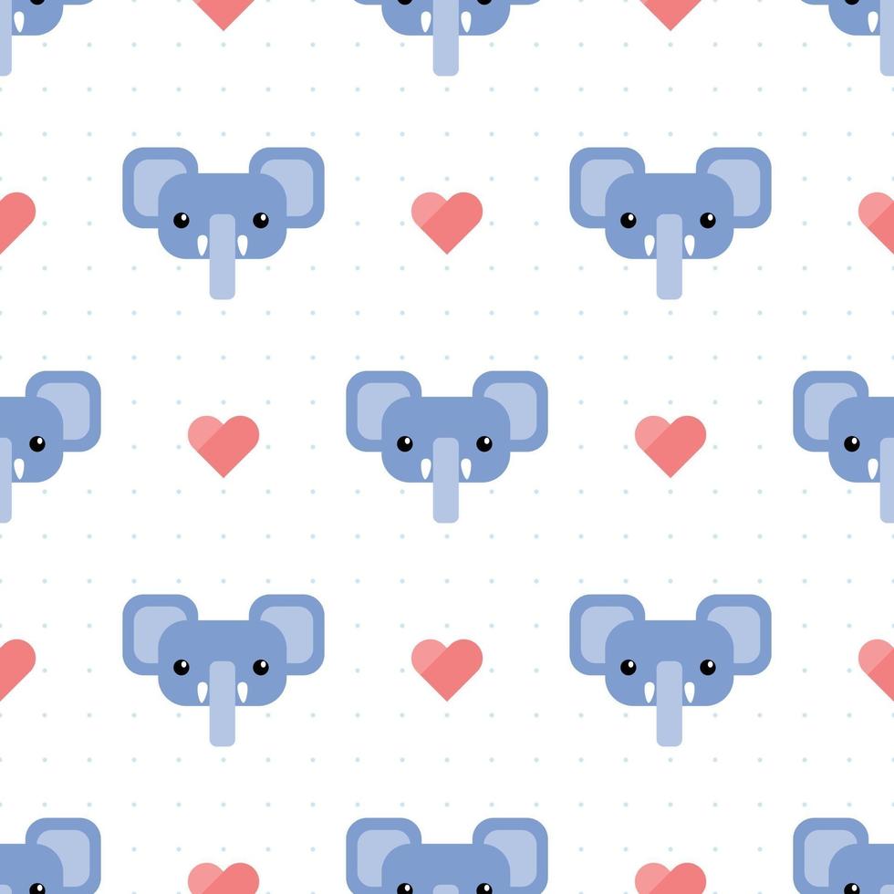 Cute elephant head cartoon doodle seamless pattern vector