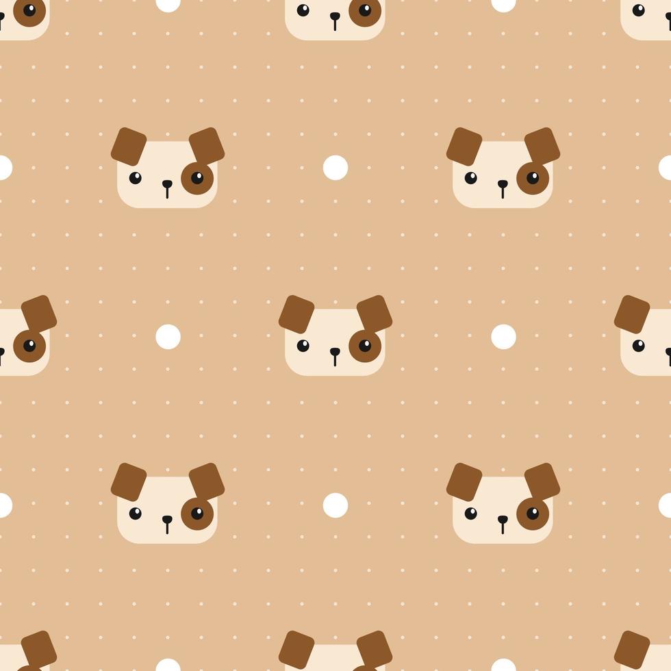 Cute dog puppy head cartoon doodle seamless pattern vector