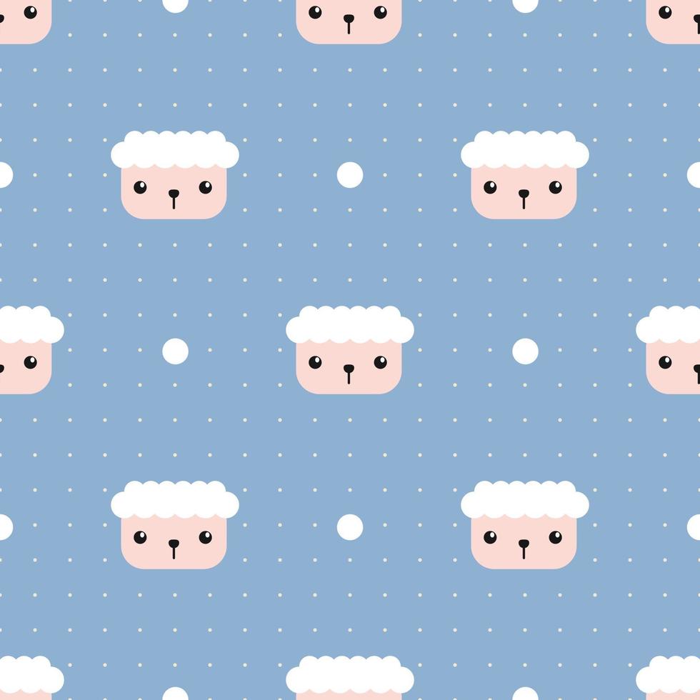 Cute sheep head cartoon doodle seamless pattern vector
