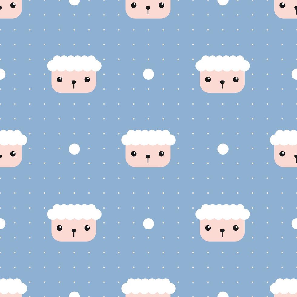 Cute sheep head cartoon doodle seamless pattern vector