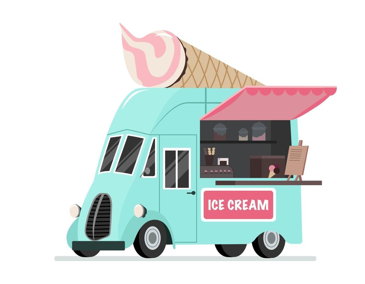 Ice cream truck. Street fast food. vector