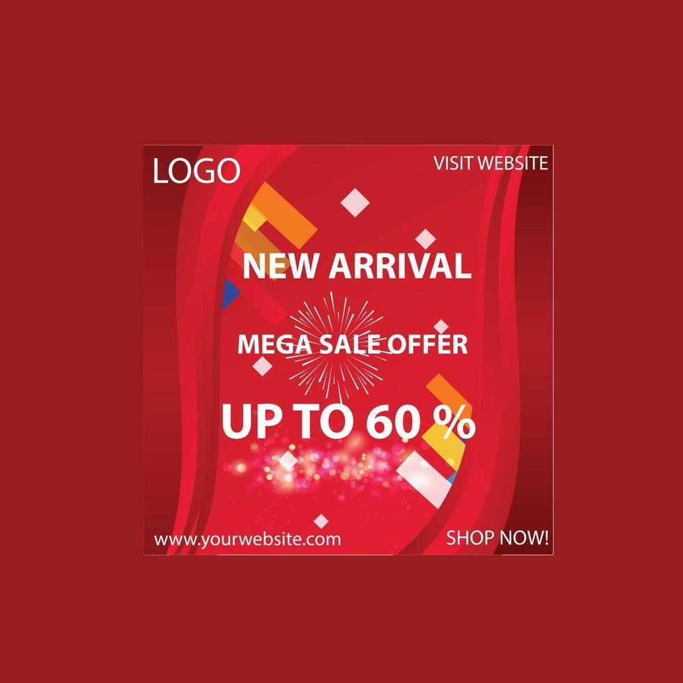 red new arrival social media post template vector