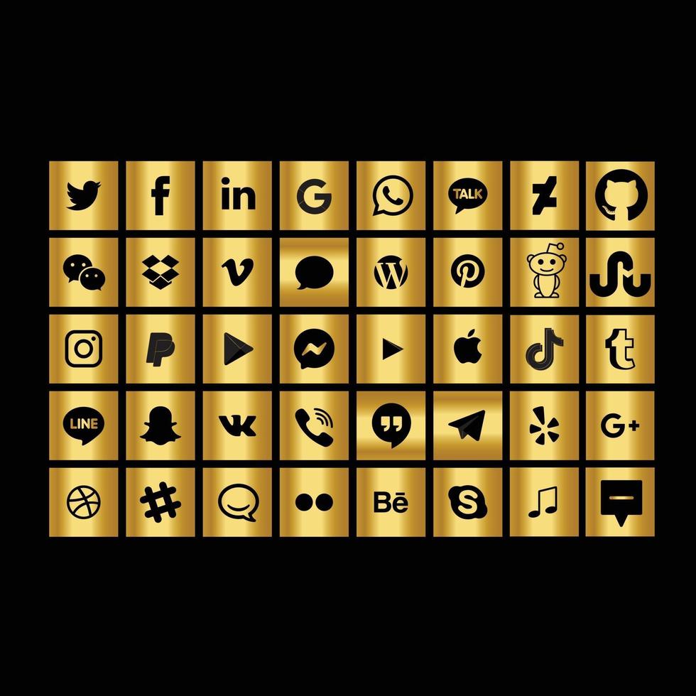 social media icon golden vector