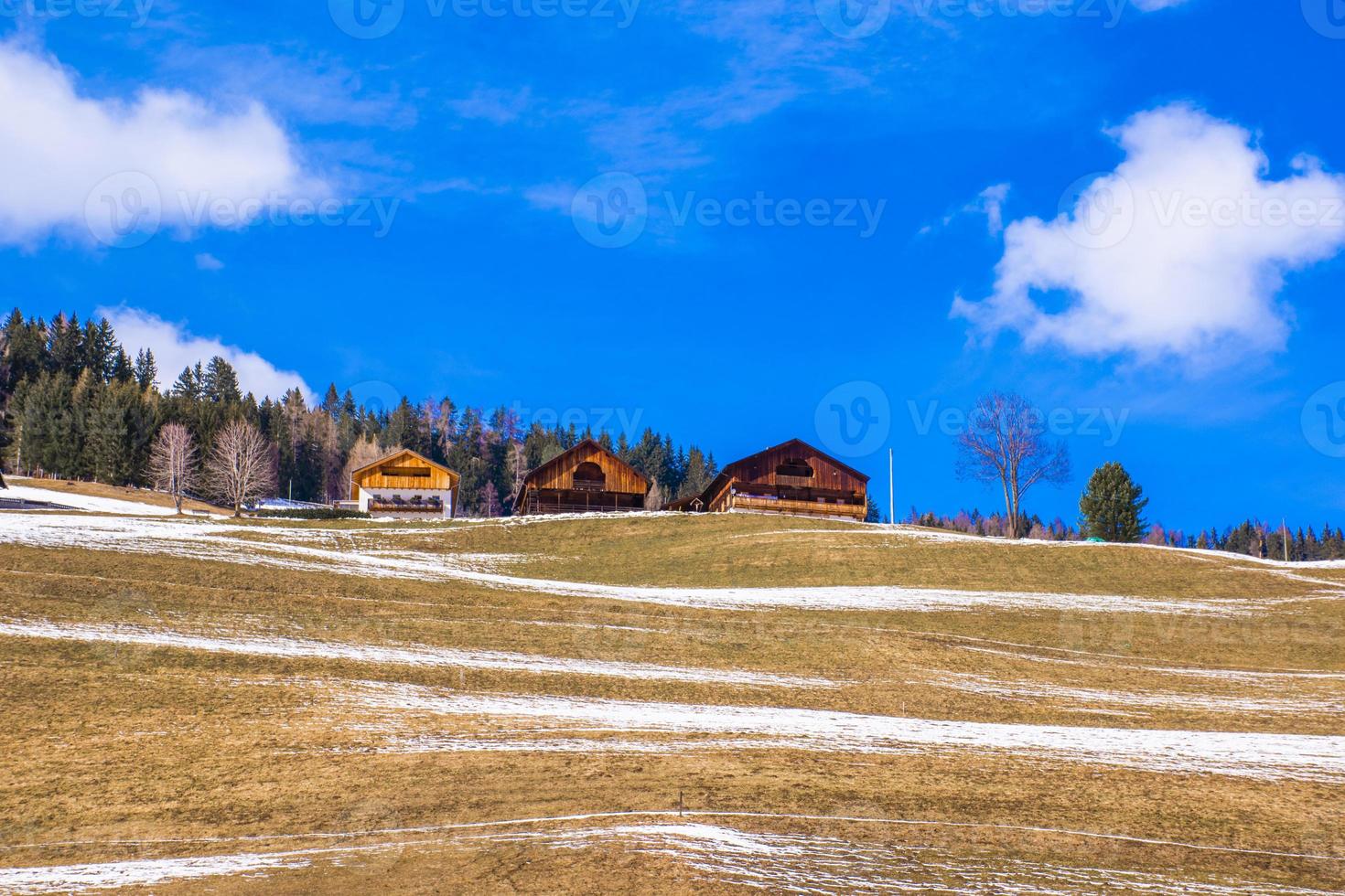 tres casas tipicas de trentino foto