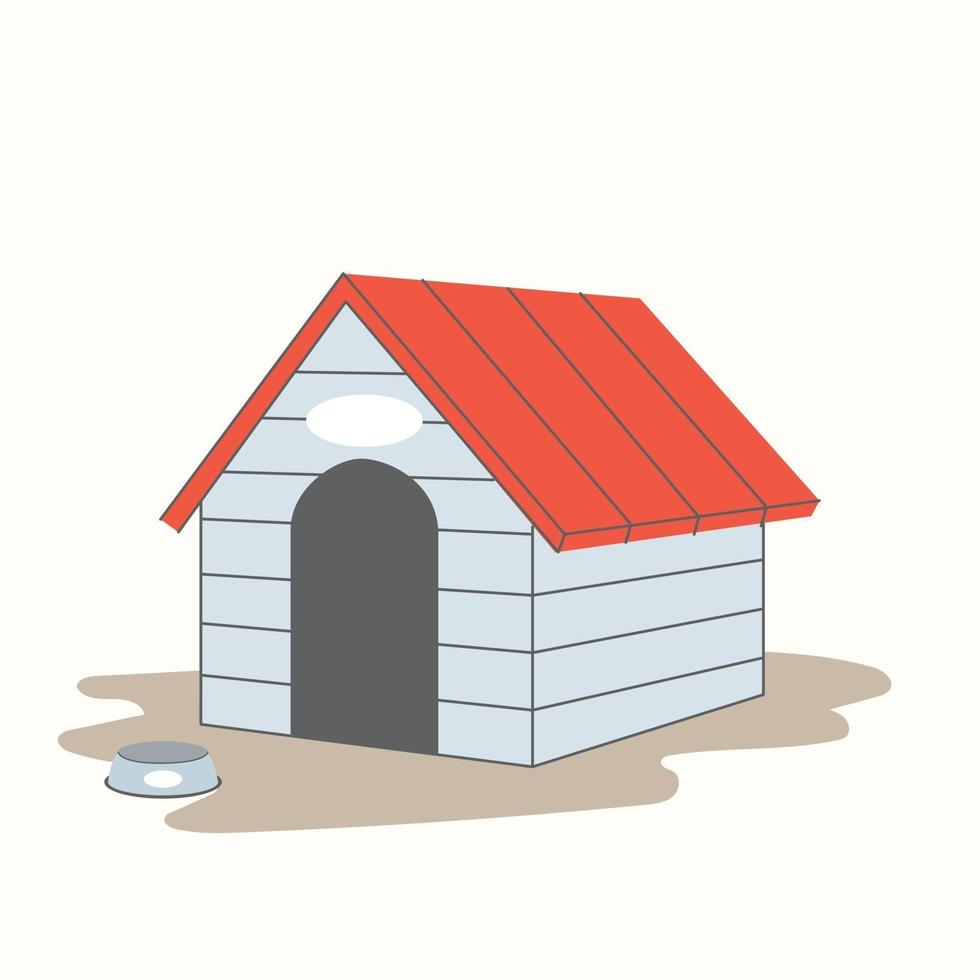Caseta de perrera con techo de madera roja para mascota animal doméstico vector