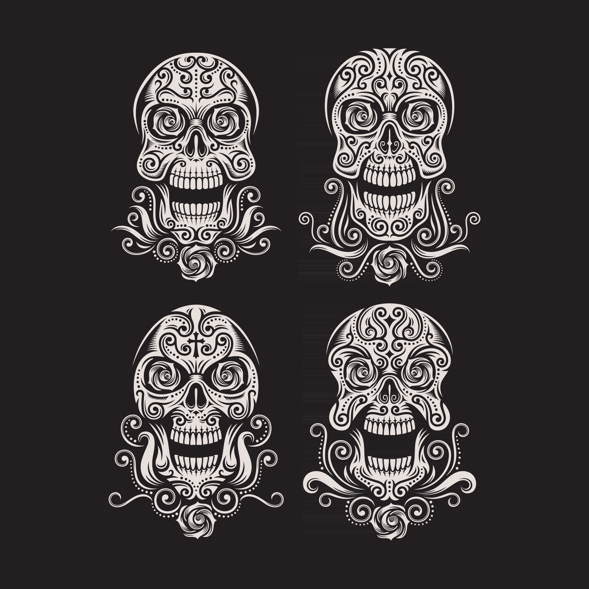 Descendencia Colega de ahora en adelante día de los muertos cráneo tatuaje gráfico vectorial en negro 2423564 Vector  en Vecteezy