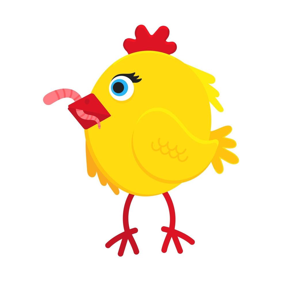 Cute funny little chick chiken hen cartoon flat style design vector illustration
