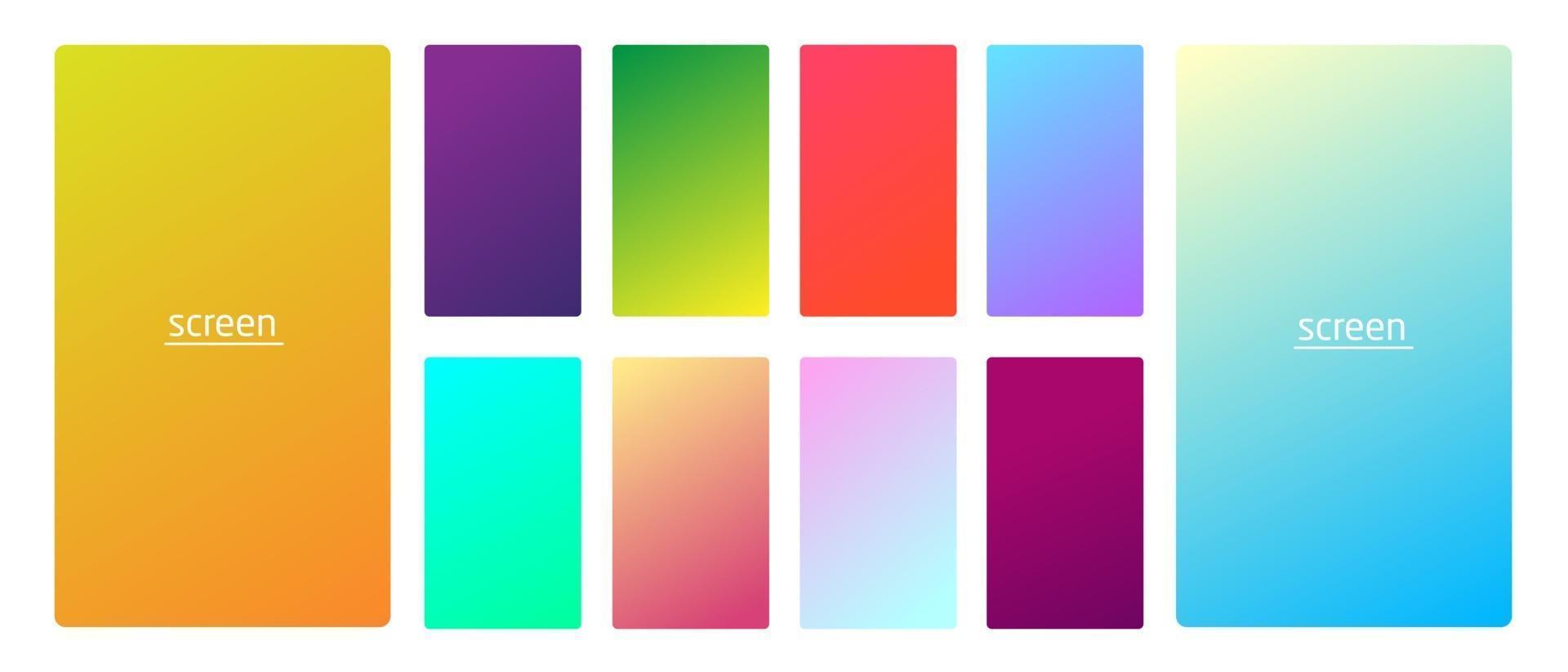 Vibrant and soft pastel gradient smooth color background set for devices pc and modern smartphone screen soft pastel color backgrounds vector ux and ui design illustration